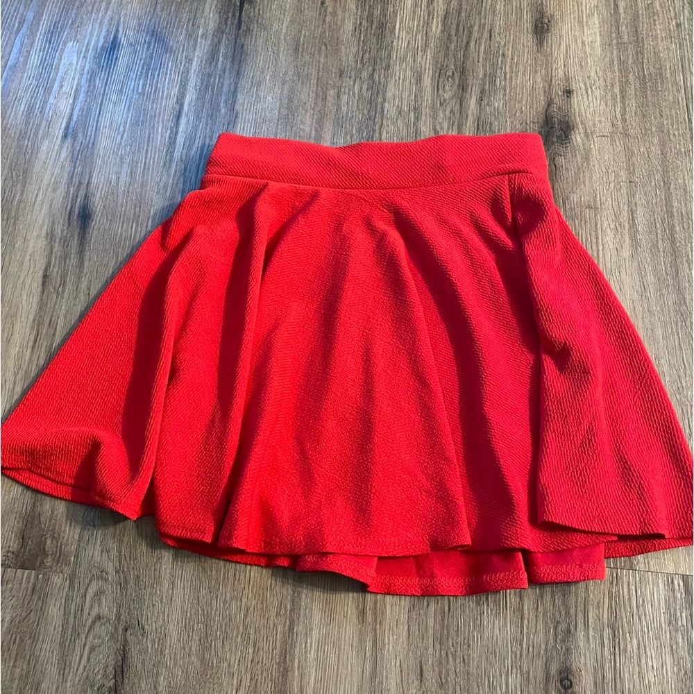 Red High Rise Skater Skirt